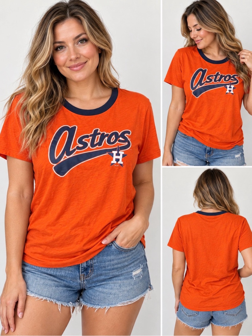 Houston Astros Orange Ringer Tee
